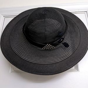 Mr. Hi's Classic Vintage Wide Brim Black Hat With Fancy Detail